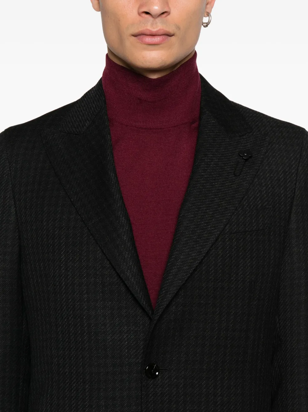 Lardini Blazer met pied-de-poule print en twee knopen Zwart