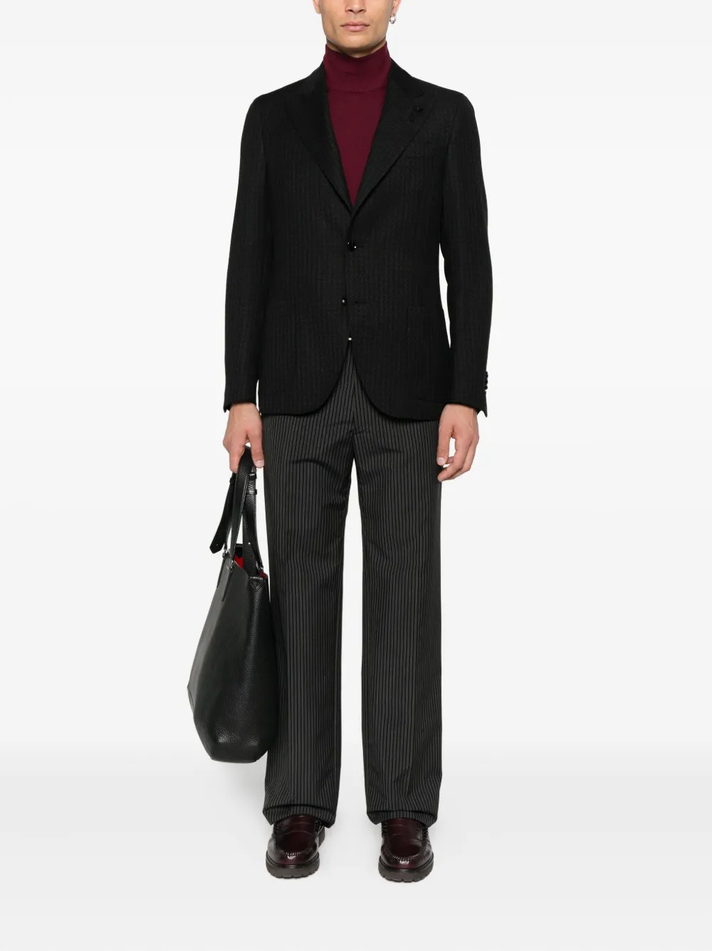 Lardini Blazer met pied-de-poule print en twee knopen Zwart