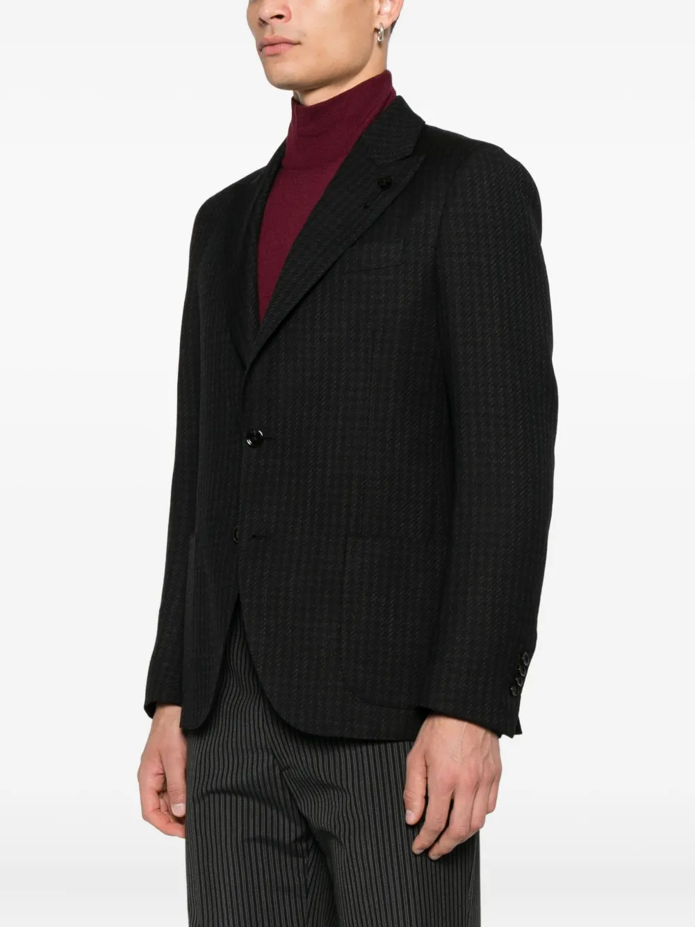 Lardini Blazer met pied-de-poule print en twee knopen Zwart