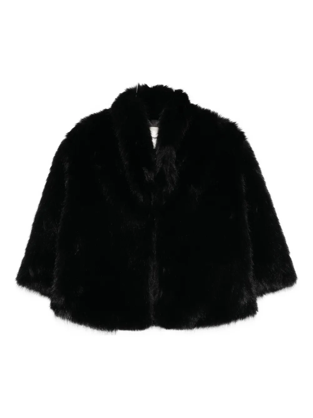 Msgm Faux-fur Cropped Jacket In Black