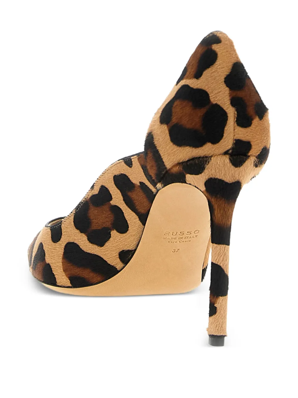 Francesco Russo 95mm leopard pony-hair pumps Brown
