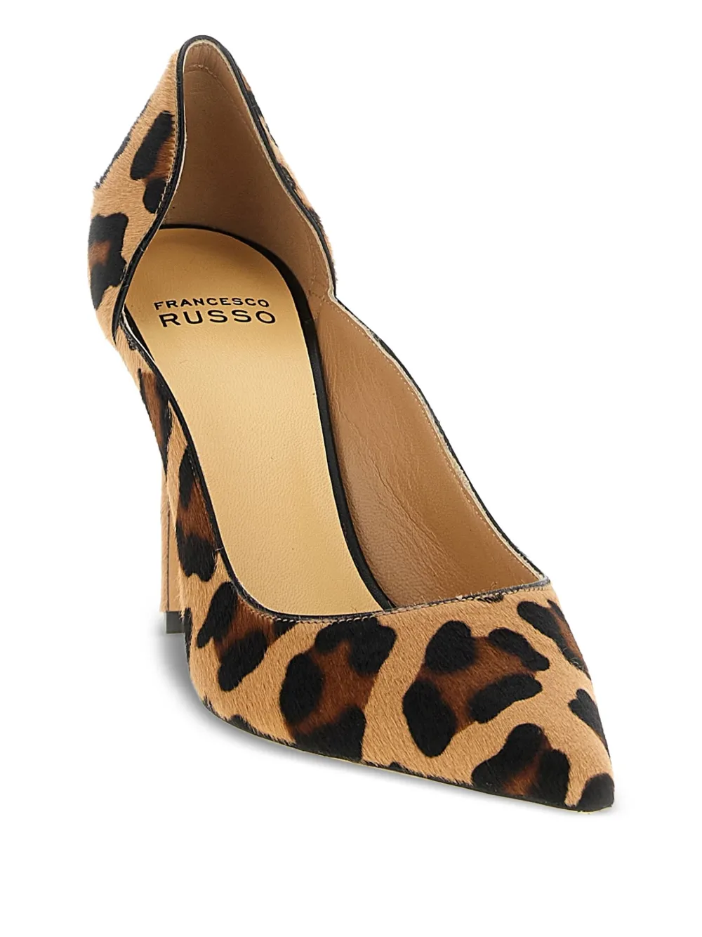 Francesco Russo 95mm leopard pony-hair pumps Brown