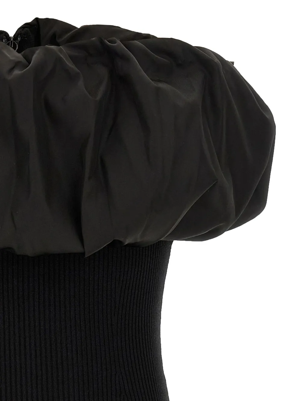 GANNI Geribbelde off-shoulder top Zwart