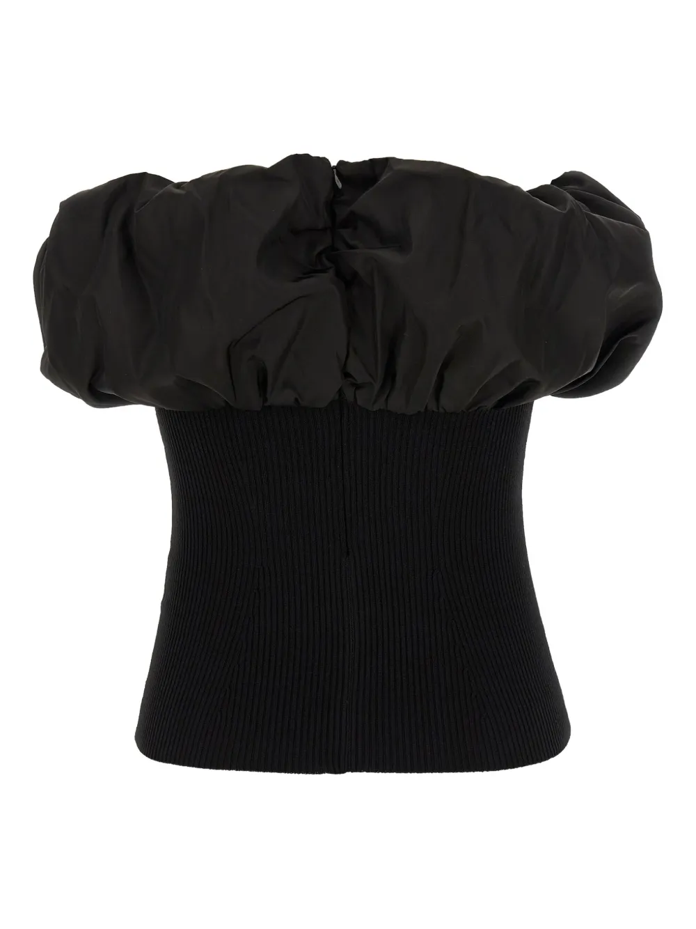 GANNI Geribbelde off-shoulder top Zwart