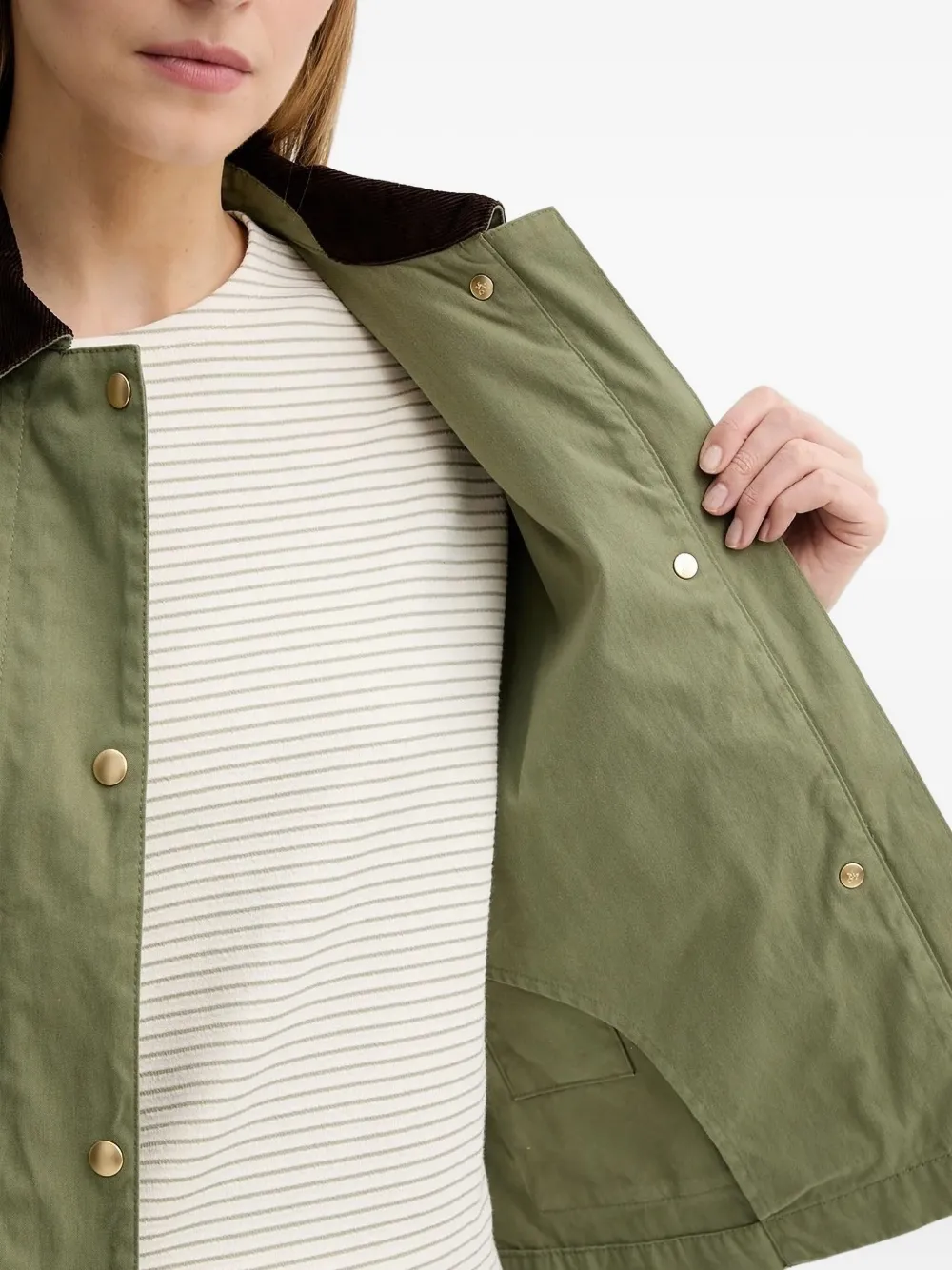 Marc O'polo Corduroy Shirt Collar Utilitarian Jacket In Green