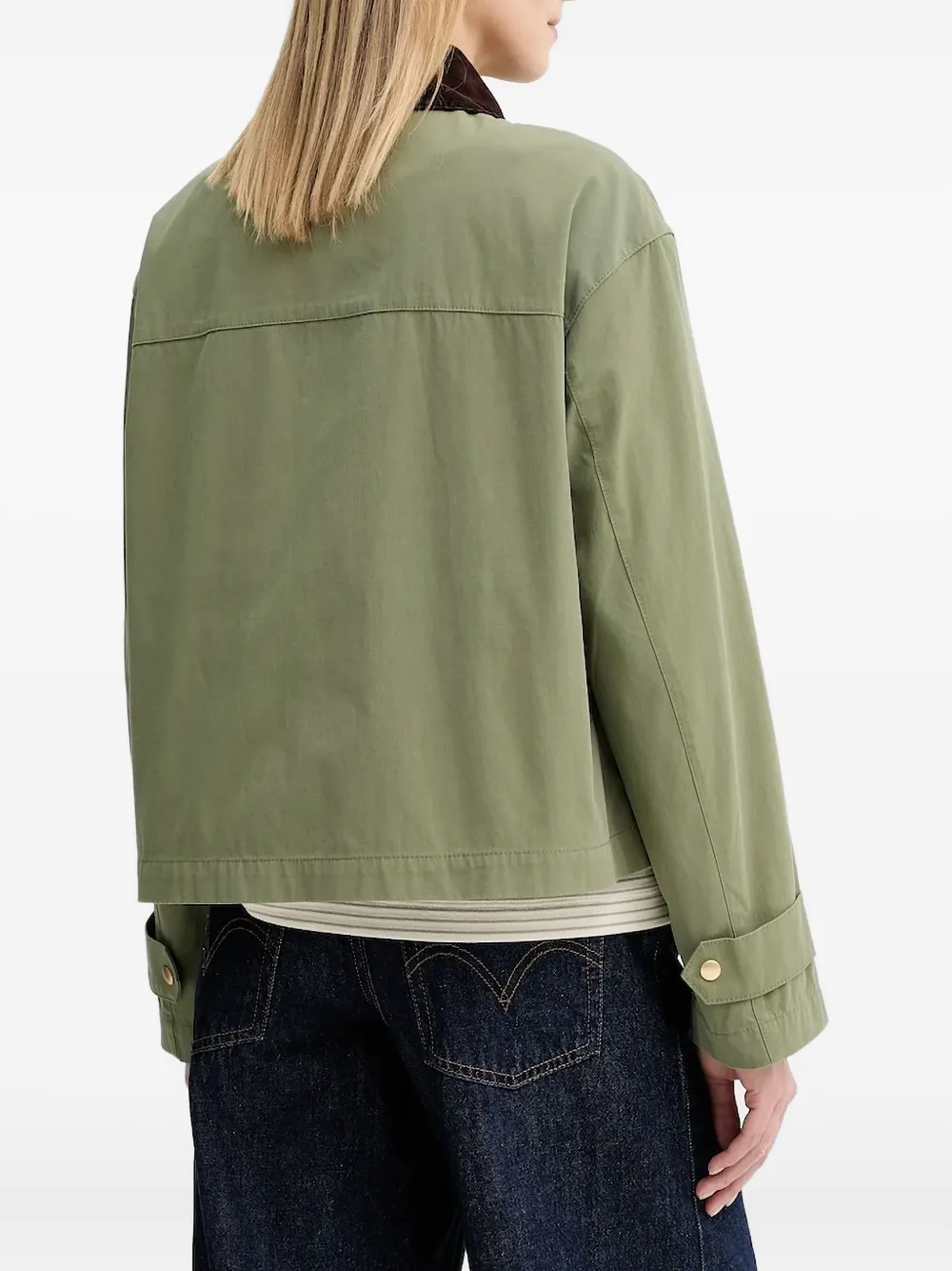 Marc O'polo Corduroy Shirt Collar Utilitarian Jacket In Green