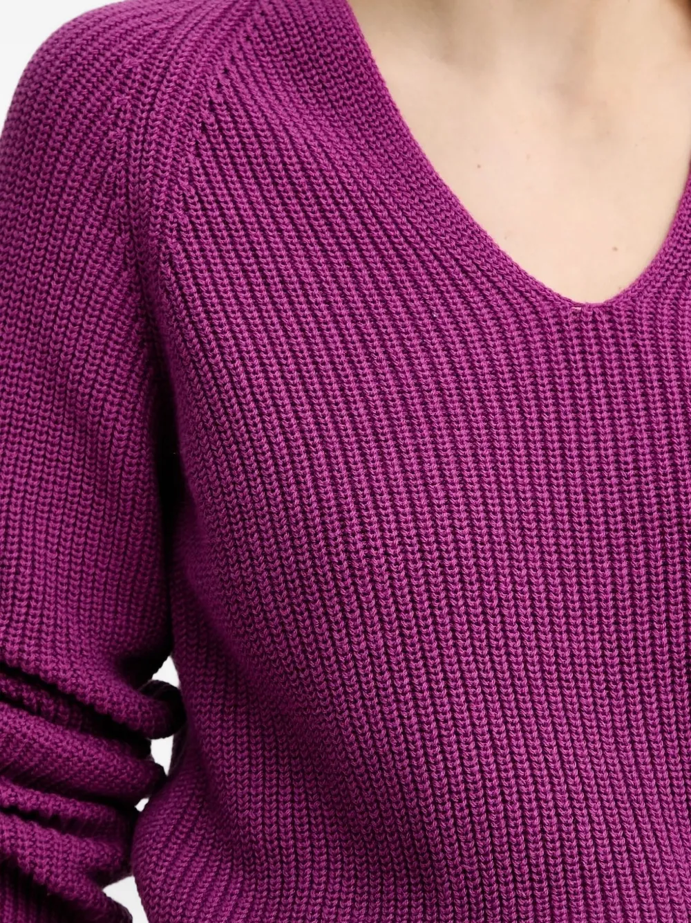 Marc O'Polo v-neck ribbed sweater Paars