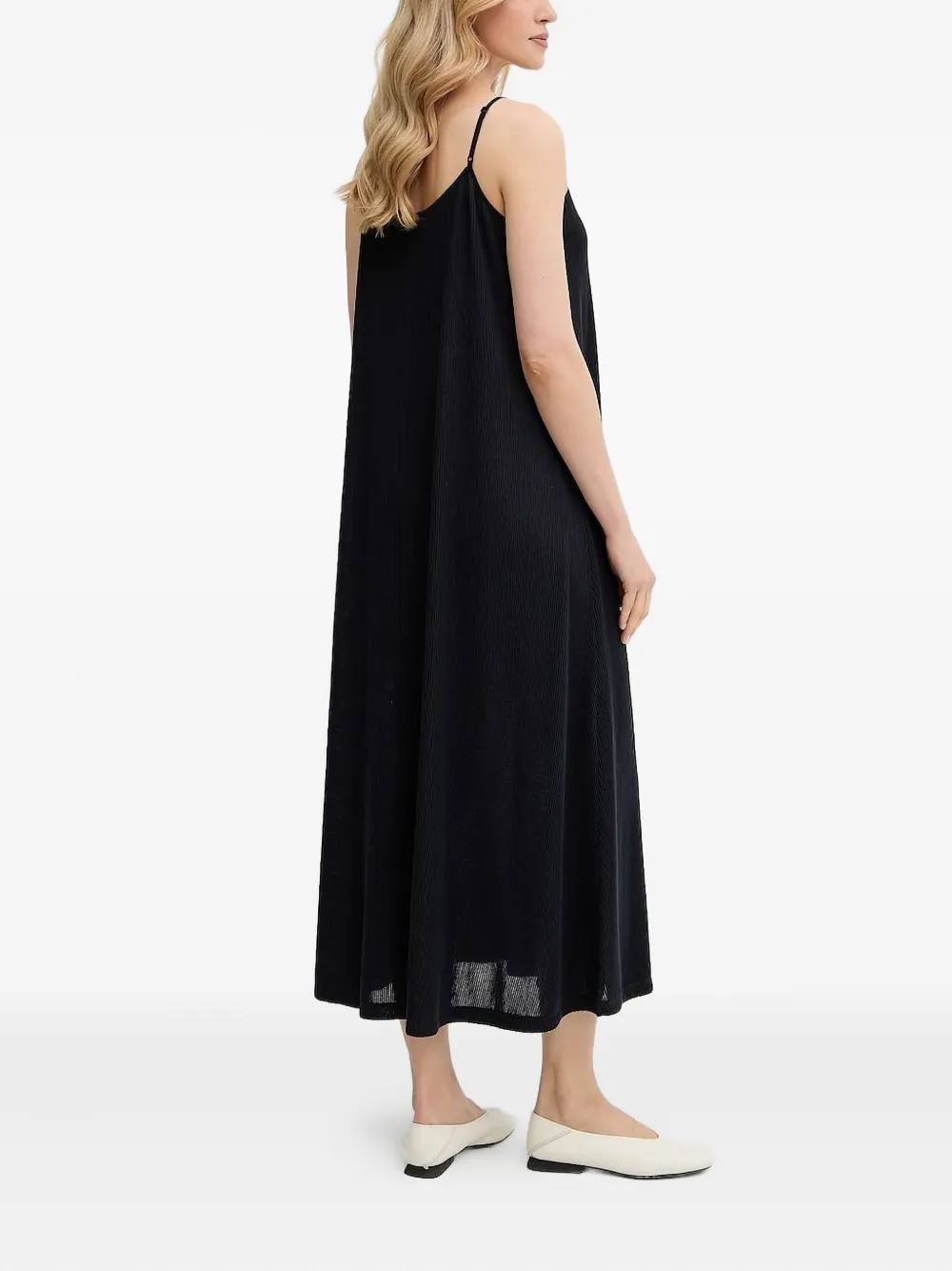Marc O'Polo pleated slip midi dress Zwart