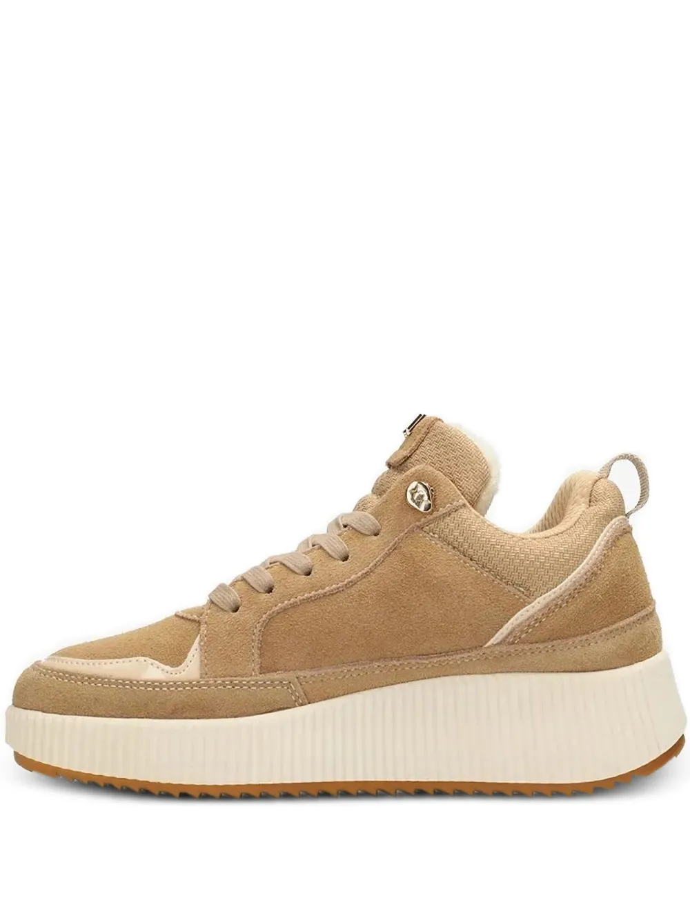 Mexx Lace-up Platform Suede Sneakers In Neutral