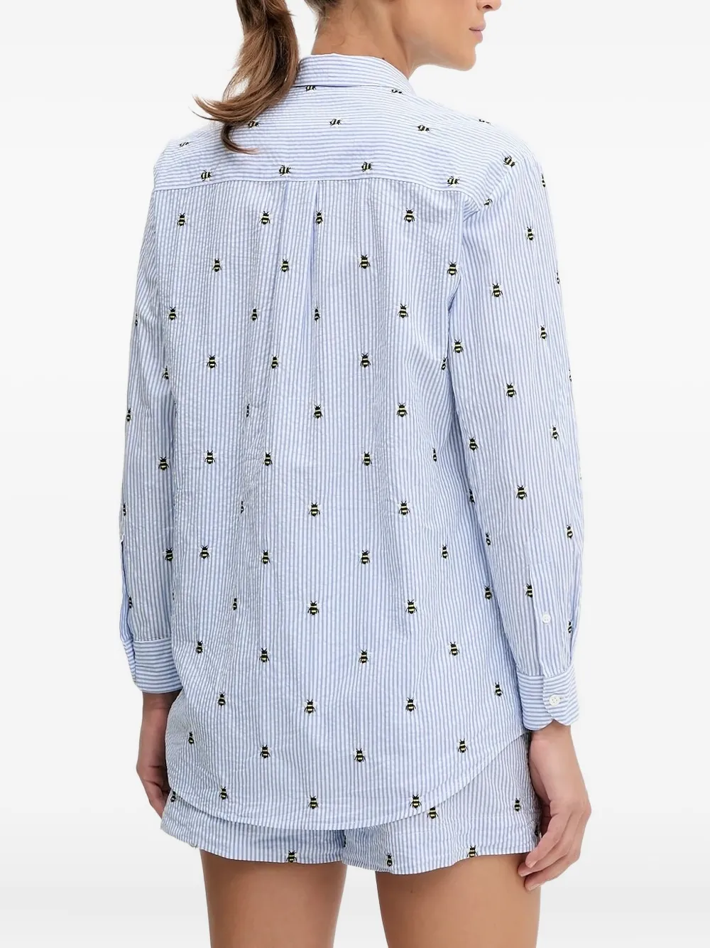 MC2 Saint Barth Brigitte blouse met geborduurde bij - Blauw