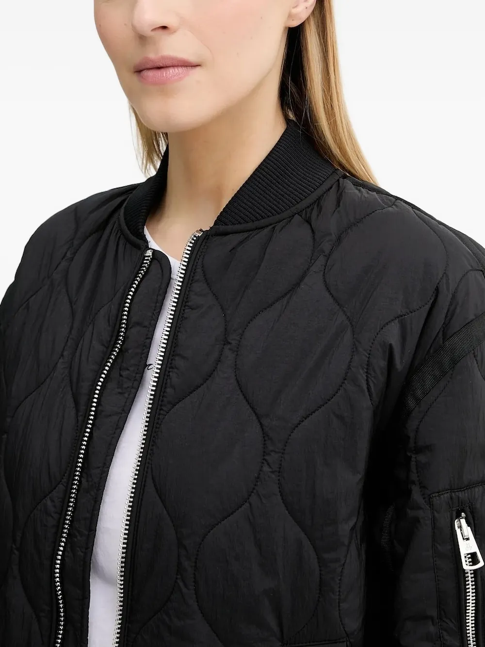 Marc O'polo Quilted Bomber Coat In Black
