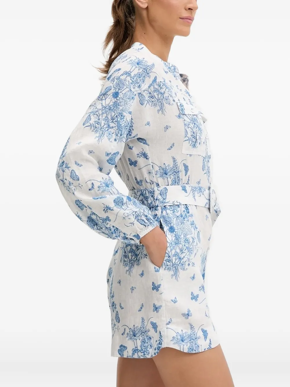 Mc2 Saint Barth Floral-print Belted Playsuit In White