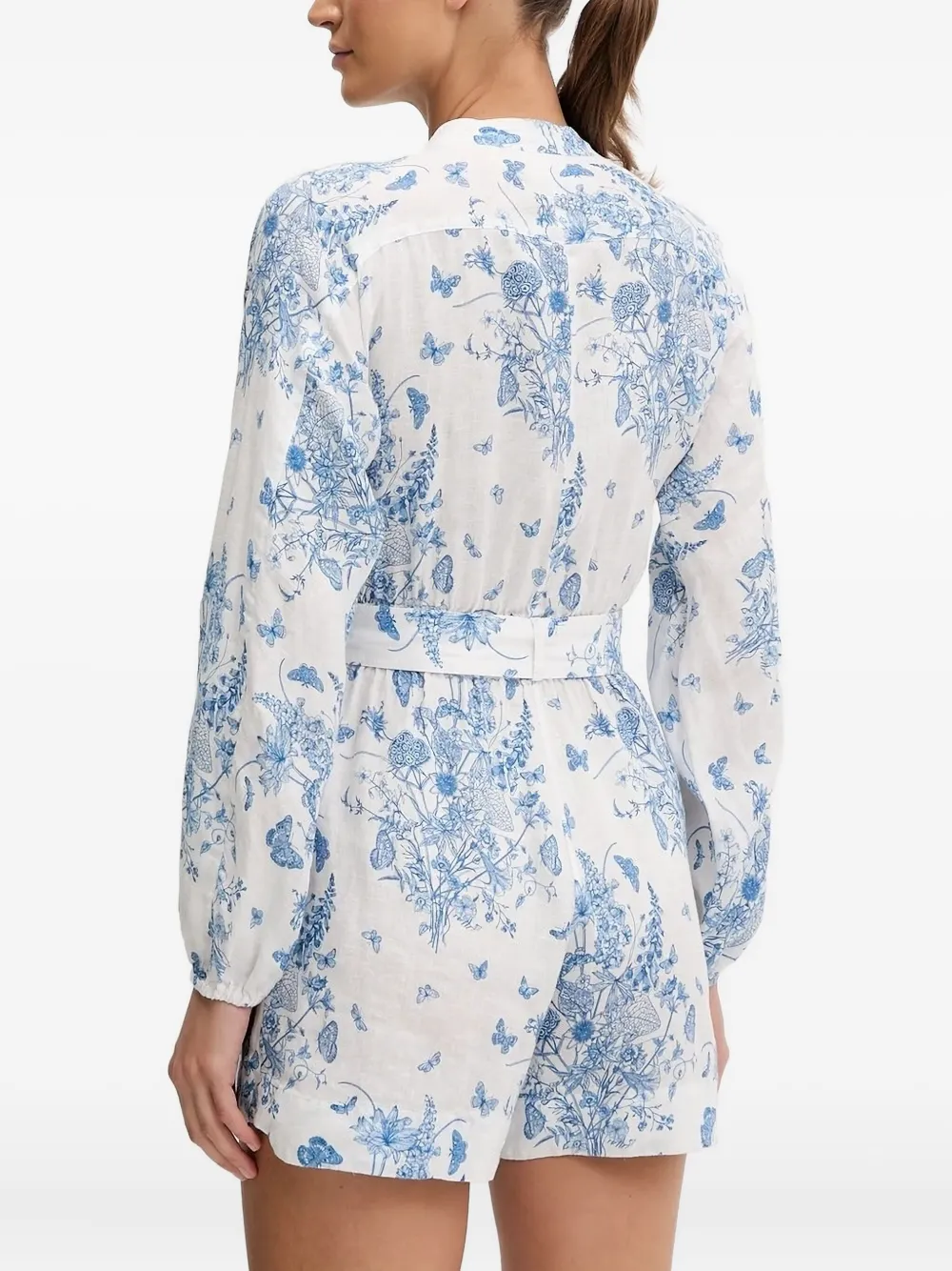 Mc2 Saint Barth Floral-print Belted Playsuit In White