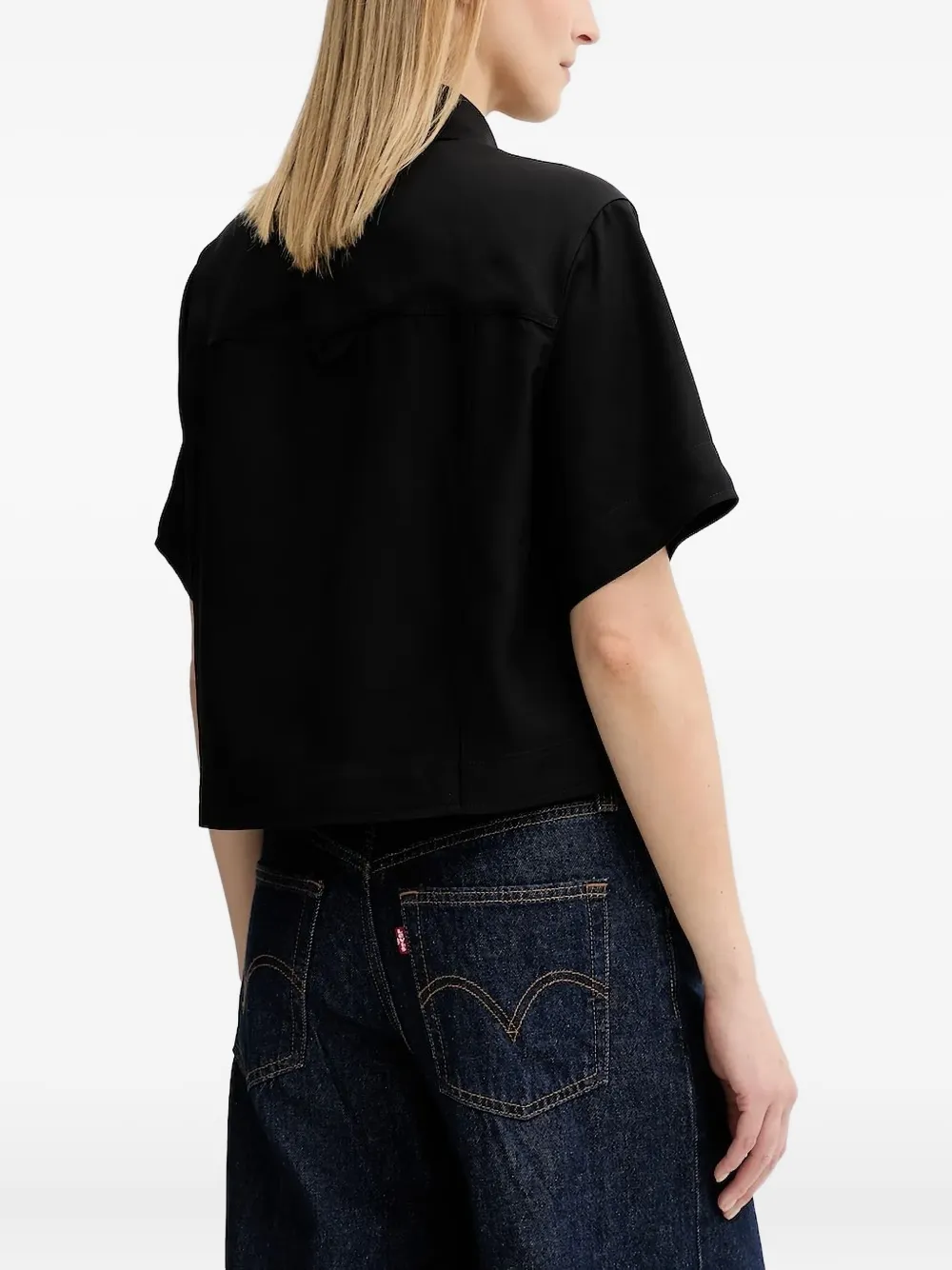 Marc O'Polo blouse met korte mouwen Zwart