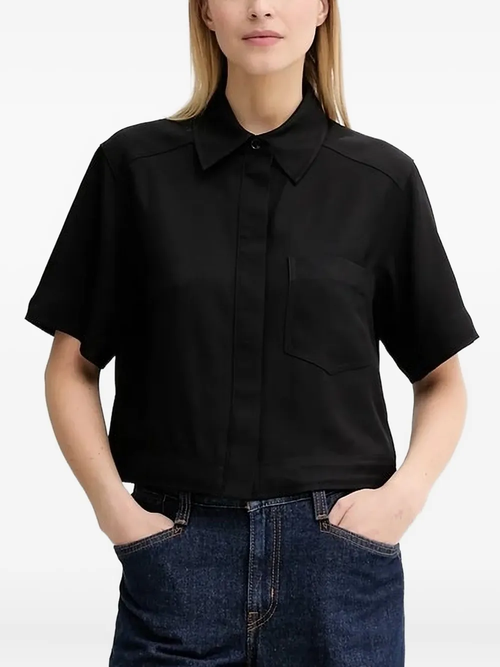 Marc O'Polo blouse met korte mouwen Zwart