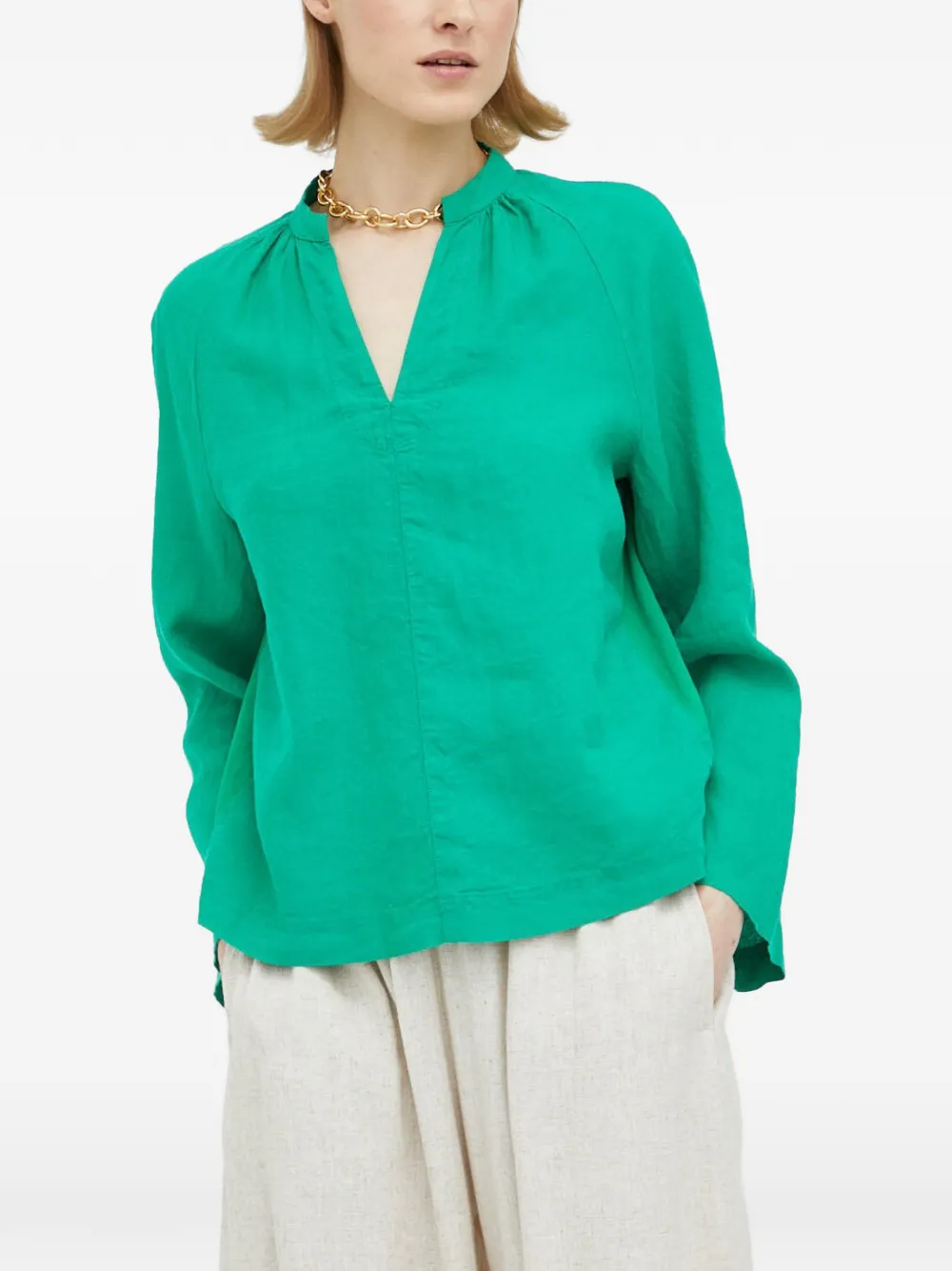 Marc O'Polo Blusa con scollo a V - Verde