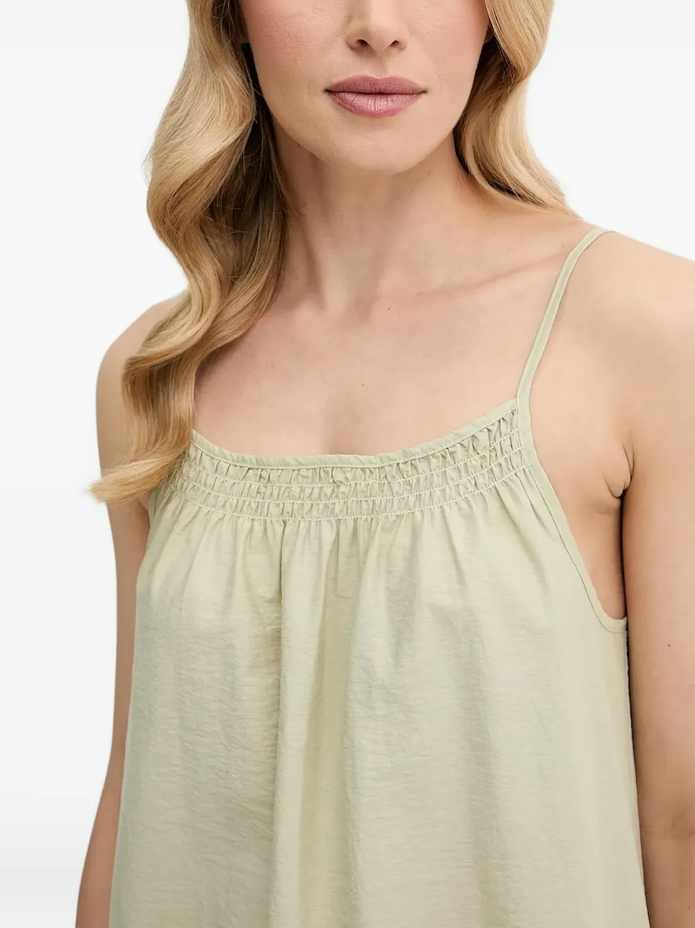 Marc O'Polo smocked-shoulder midi dress Groen