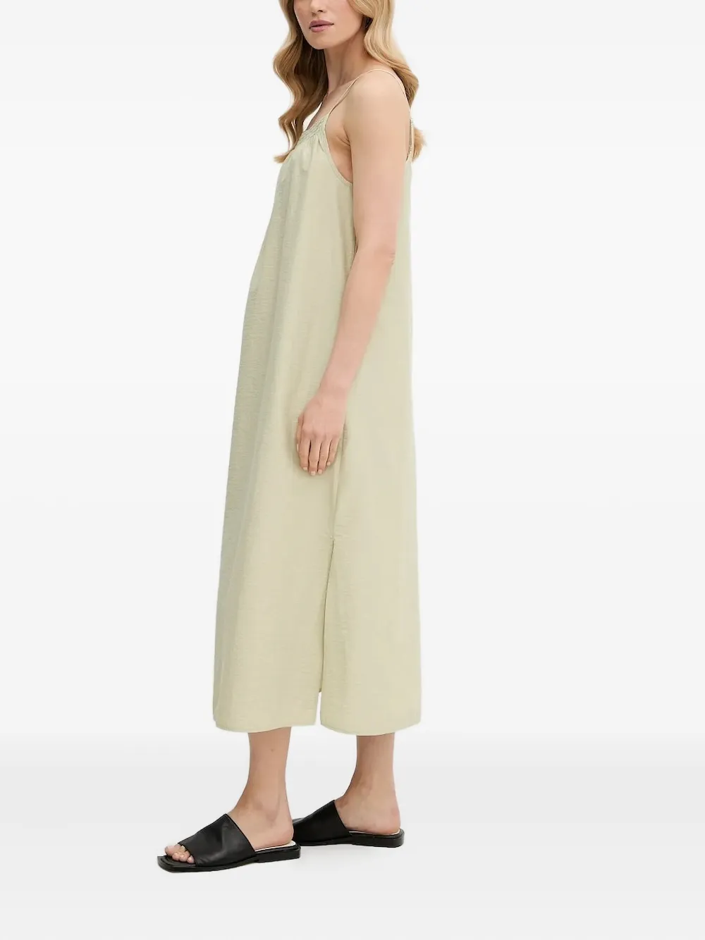 Marc O'Polo smocked-shoulder midi dress - Groen