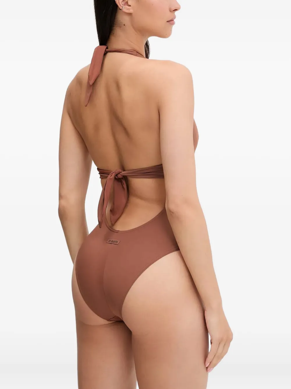 Mc2 Saint Barth Halter-neck Swimsuit In Brown