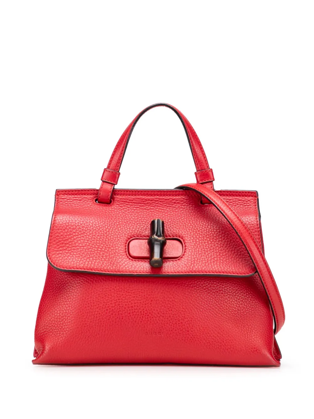 Pre-owned Gucci 2000-2015 Small Leather Bamboo Daily Satchel In Red