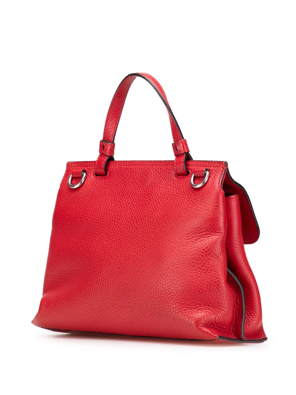 Pre-owned Gucci 2000-2015 Small Leather Bamboo Daily Satchel In Red