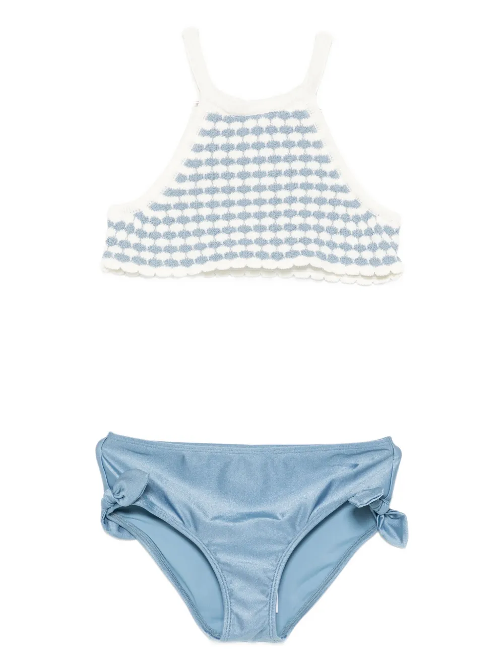 ZIMMERMANN Kids crochet-knit halterneck bikini set - Blu