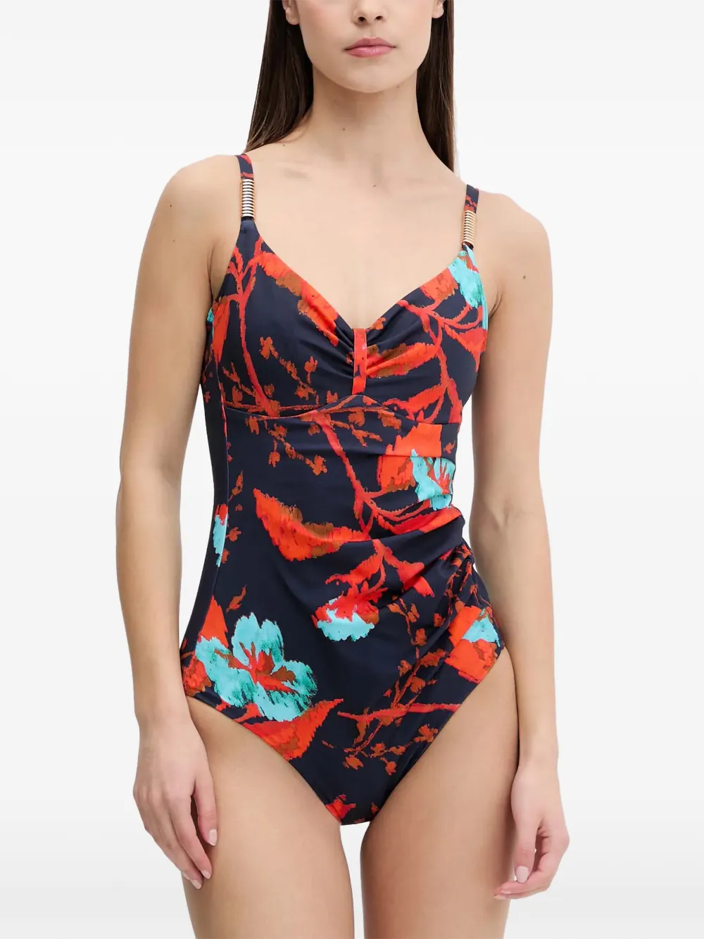 Chantelle Badeanzug mit Blumen-Print - Blau