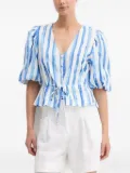 Pedro Del Hierro puff-sleeve striped top - Blue