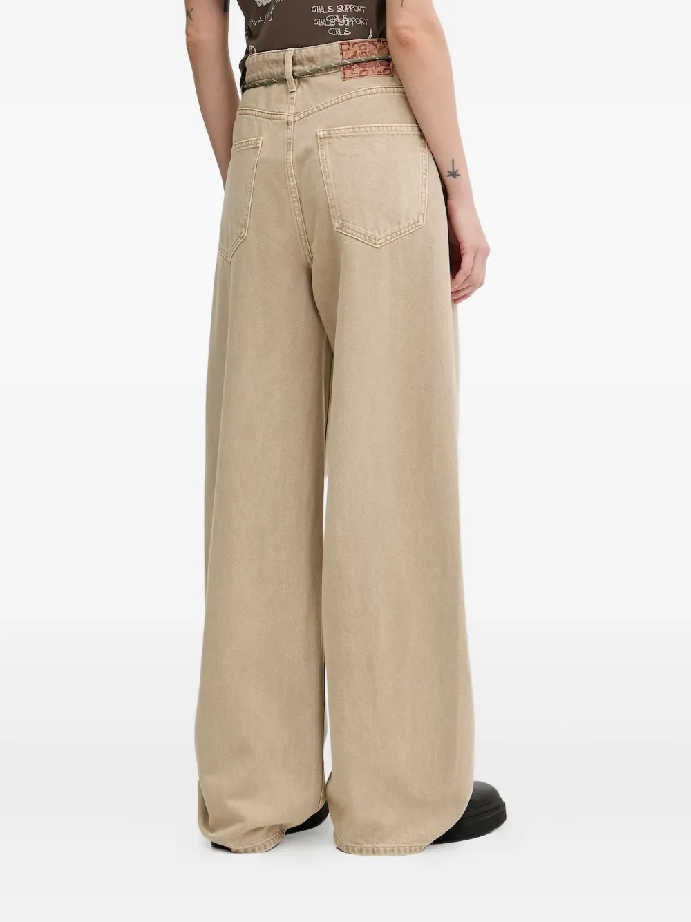 Miss Sixty Jeans met wijde pijpen en touwdetail - Beige