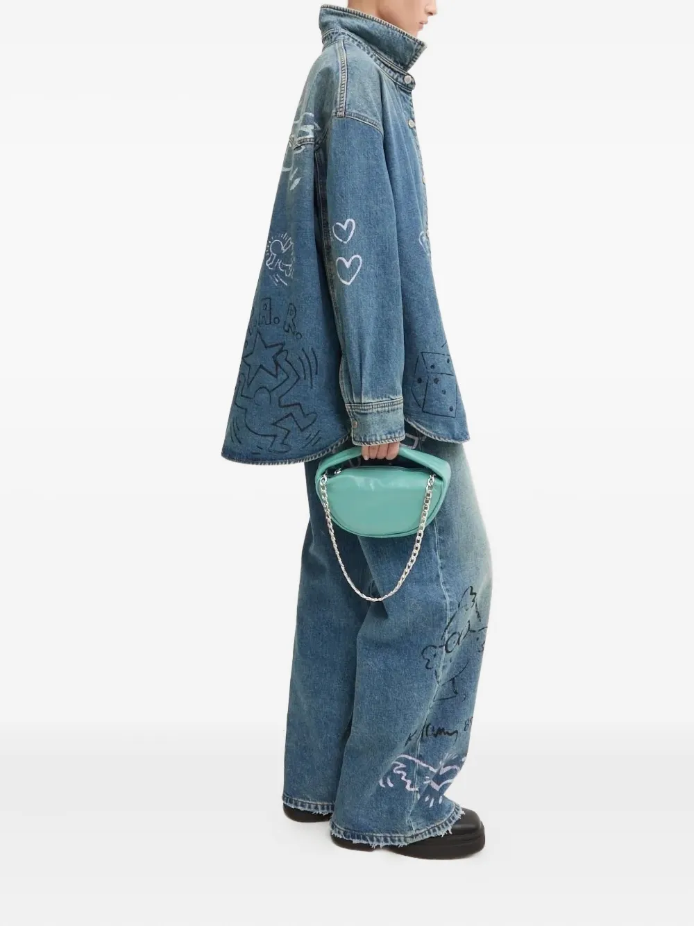 Miss Sixty x Keith Haring printed wide-leg jeans - Blauw