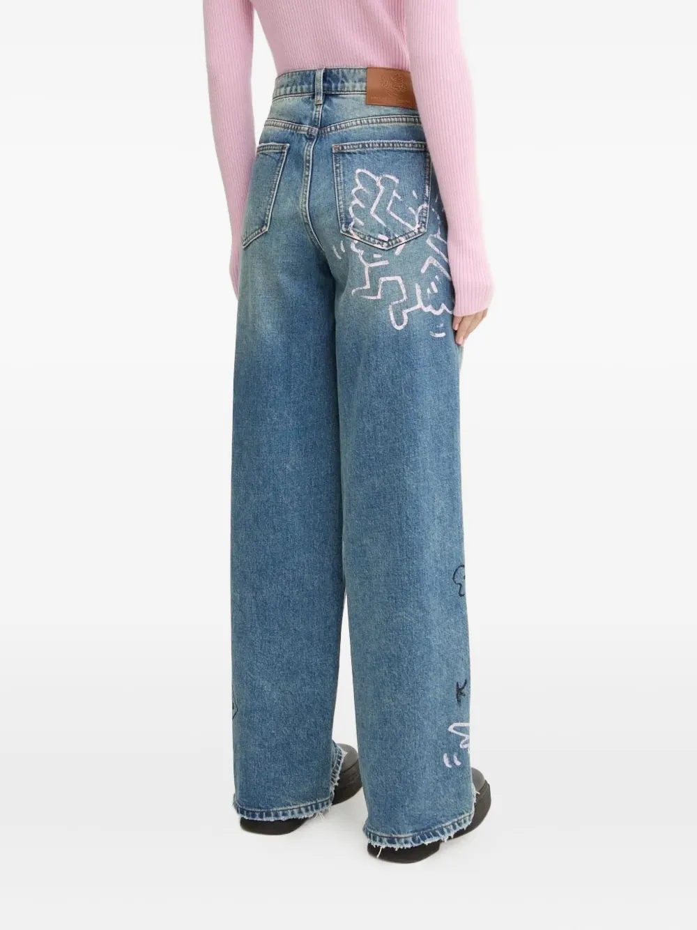 Miss Sixty X Keith Haring Printed Wide-leg Jeans In Blue