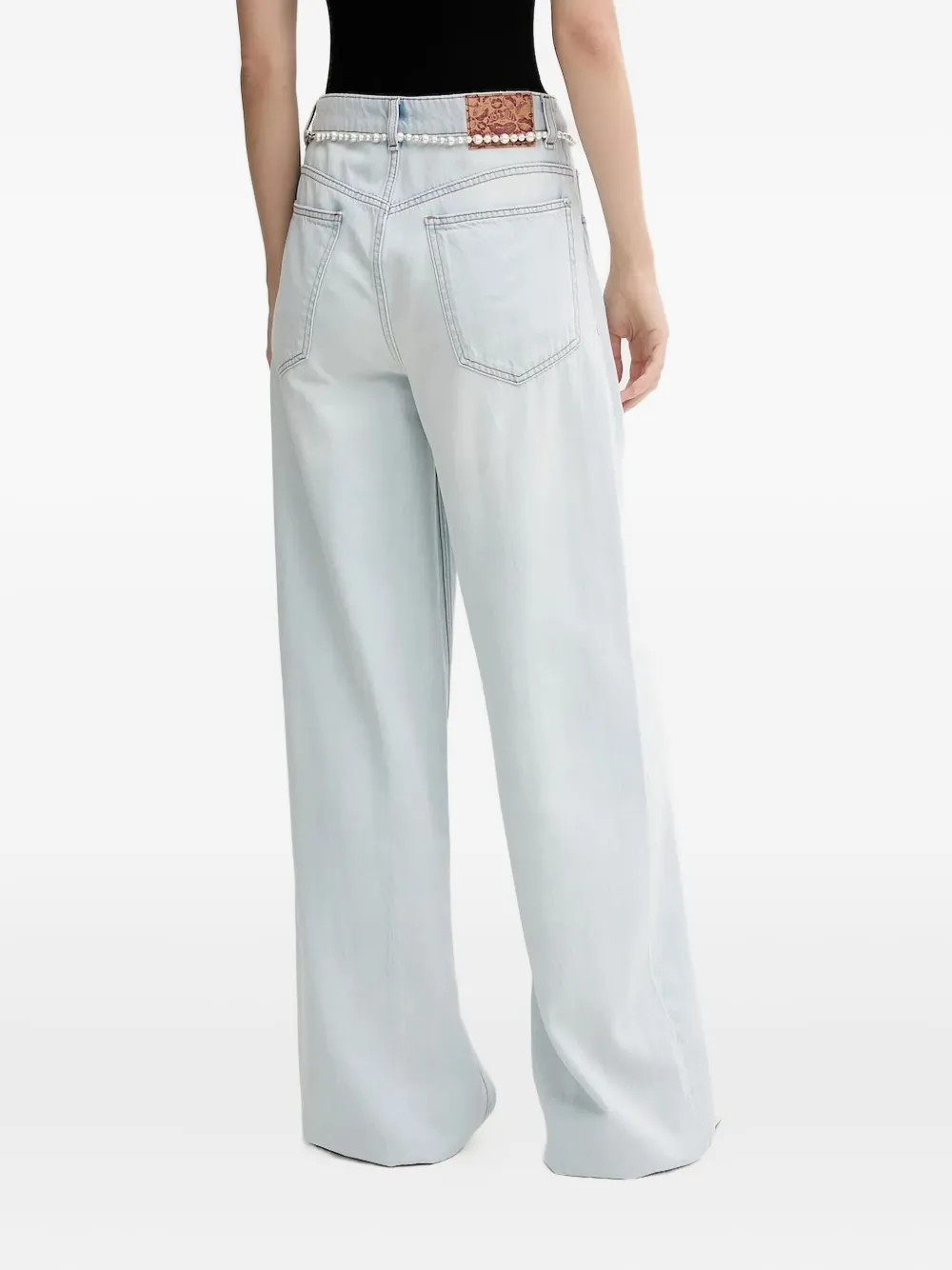 Miss Sixty pearl-embellished wide-leg jeans - Blauw