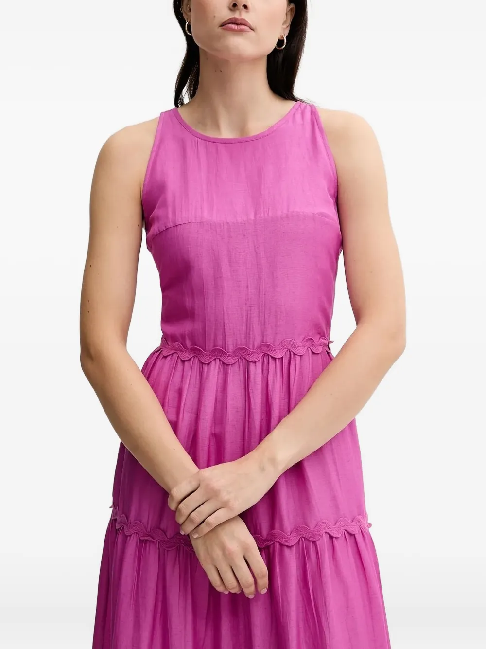 Pedro Del Hierro Gelaagde midi-jurk met gewelfde afwerking Roze