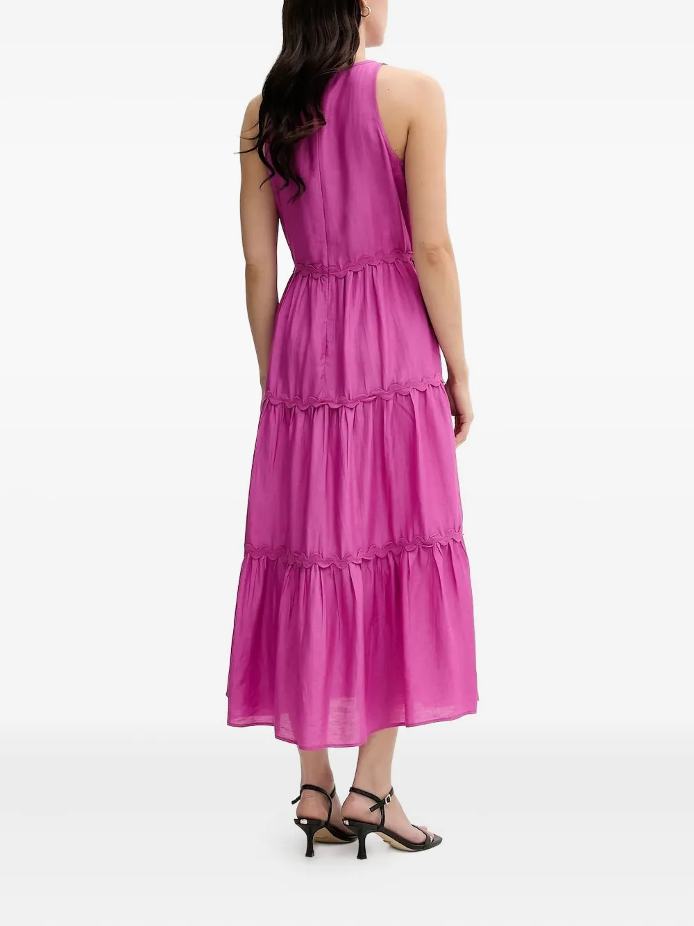 Pedro Del Hierro Gelaagde midi-jurk met gewelfde afwerking Roze
