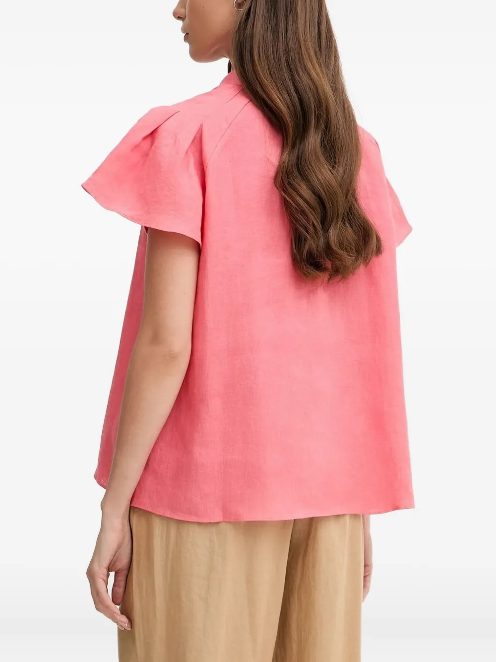 Pedro Del Hierro ruffled-sleeve linen shirt - Roze