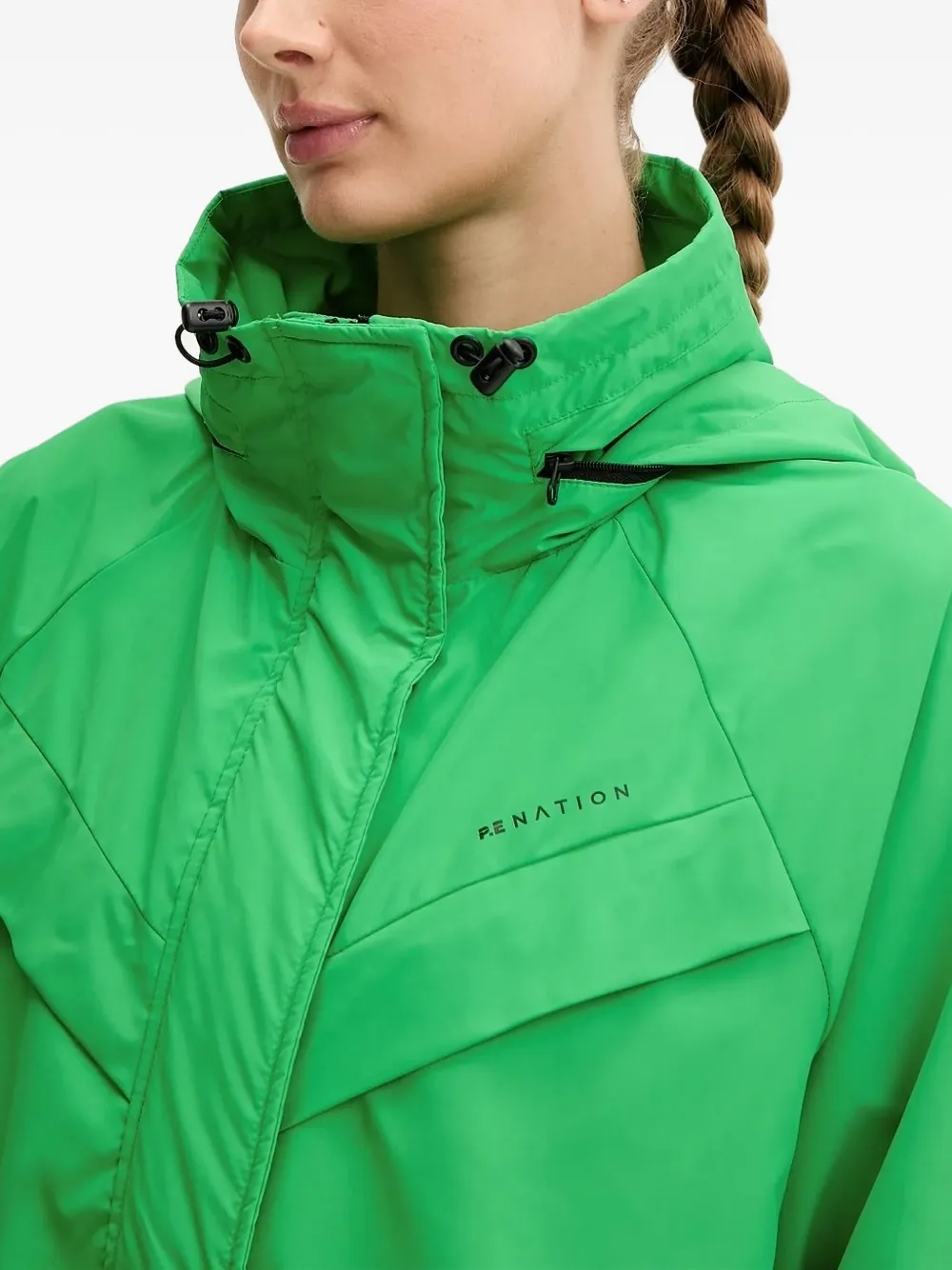 P.e Nation Hooded Drawstrings Puffer Jacket In Green