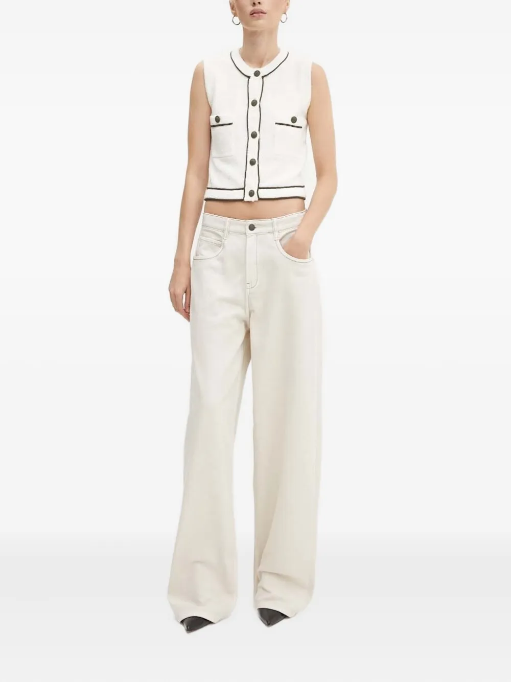 Miss Sixty Buttoned Knitted Vest In Neutral