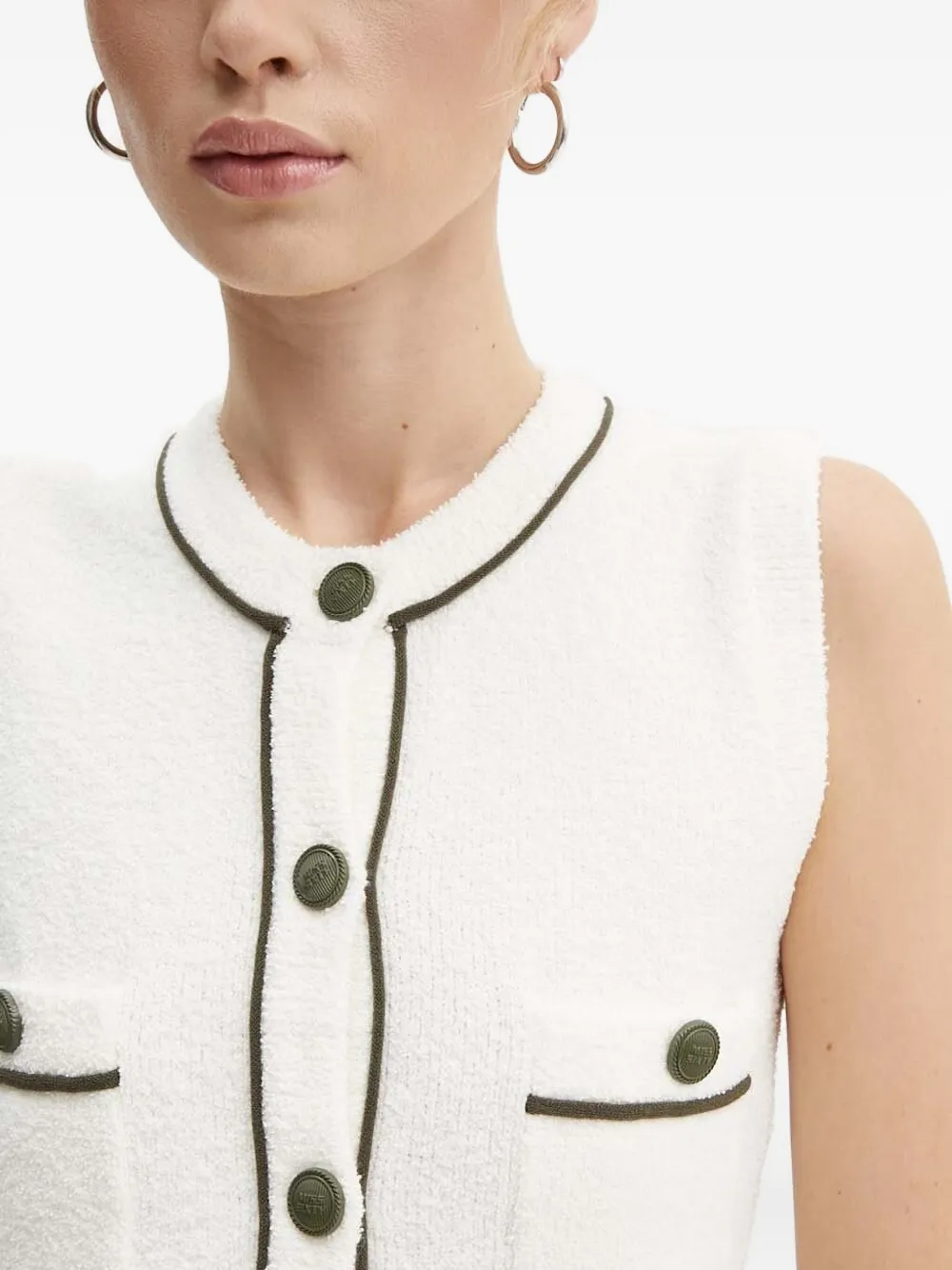 Miss Sixty Buttoned Knitted Vest In Neutral