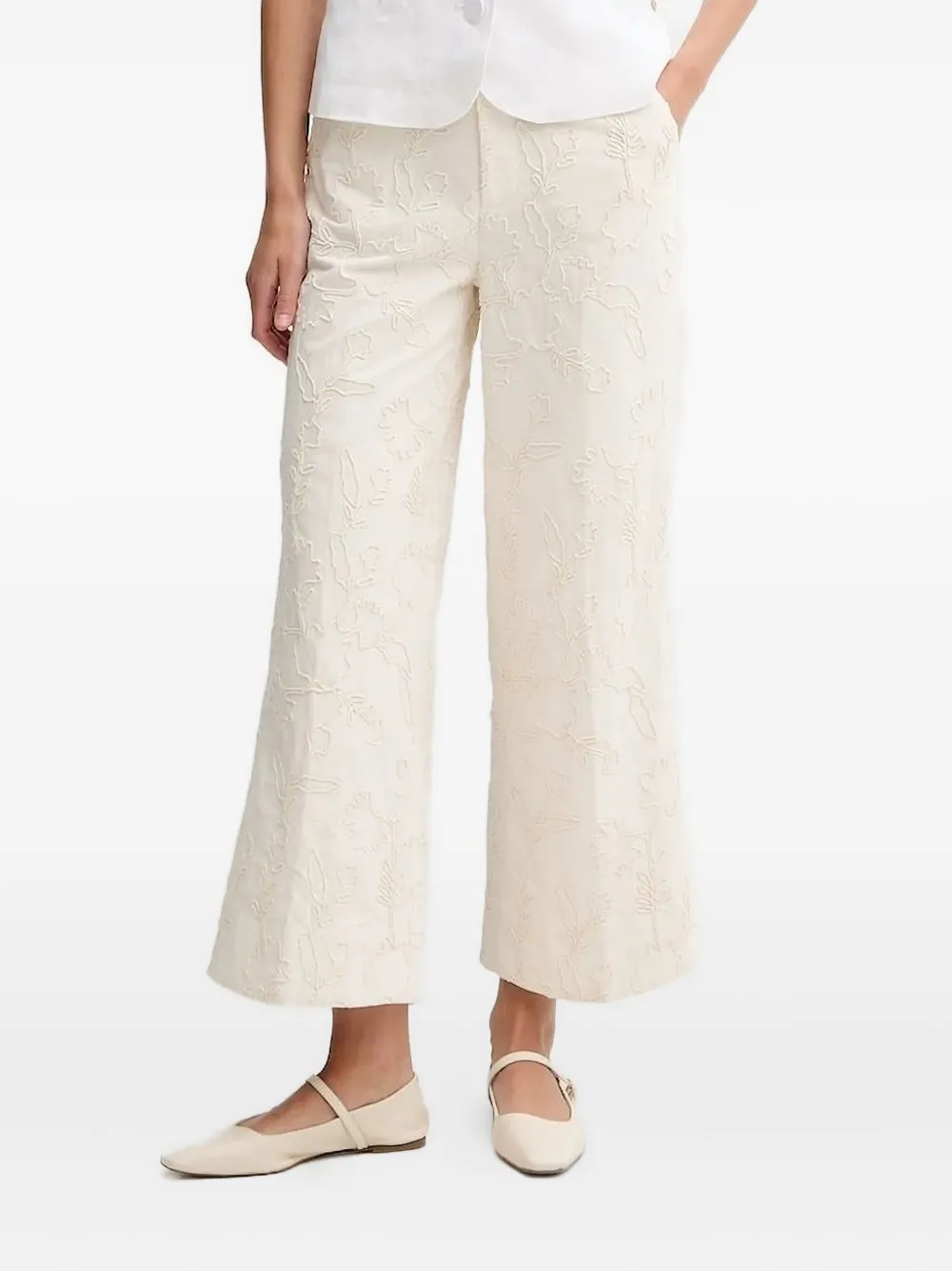 Pedro Del Hierro Embroidered Flared Trousers In Neutral