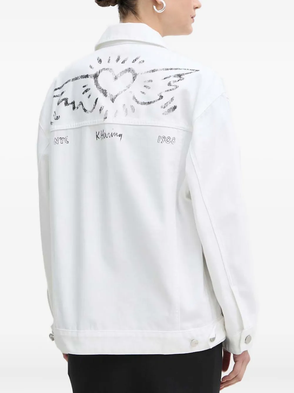 Miss Sixty Buttoned Graphic Jacket In White