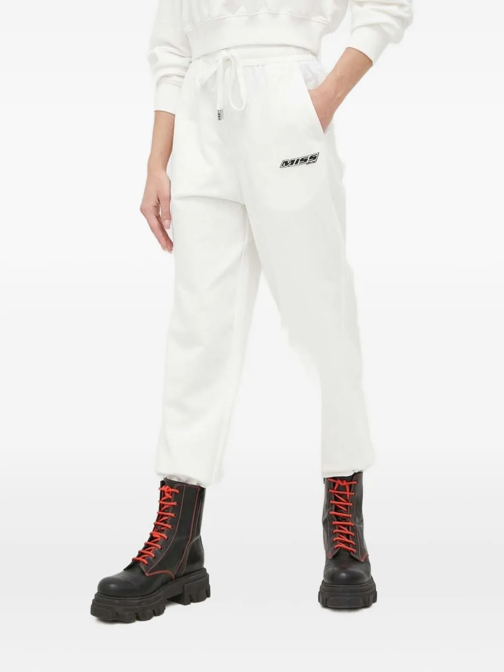 Miss Sixty Logo-detail Drawstring Trousers In White