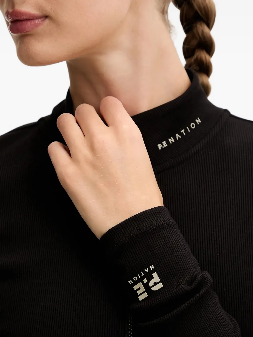 P.e Nation Ribbed Zip-up Fitted Jacket In Black