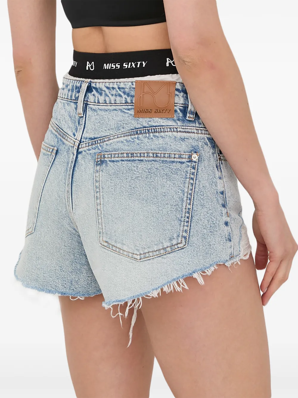 Miss Sixty logo-band frayed-hem shorts | Short & Mini Shorts | Image 2