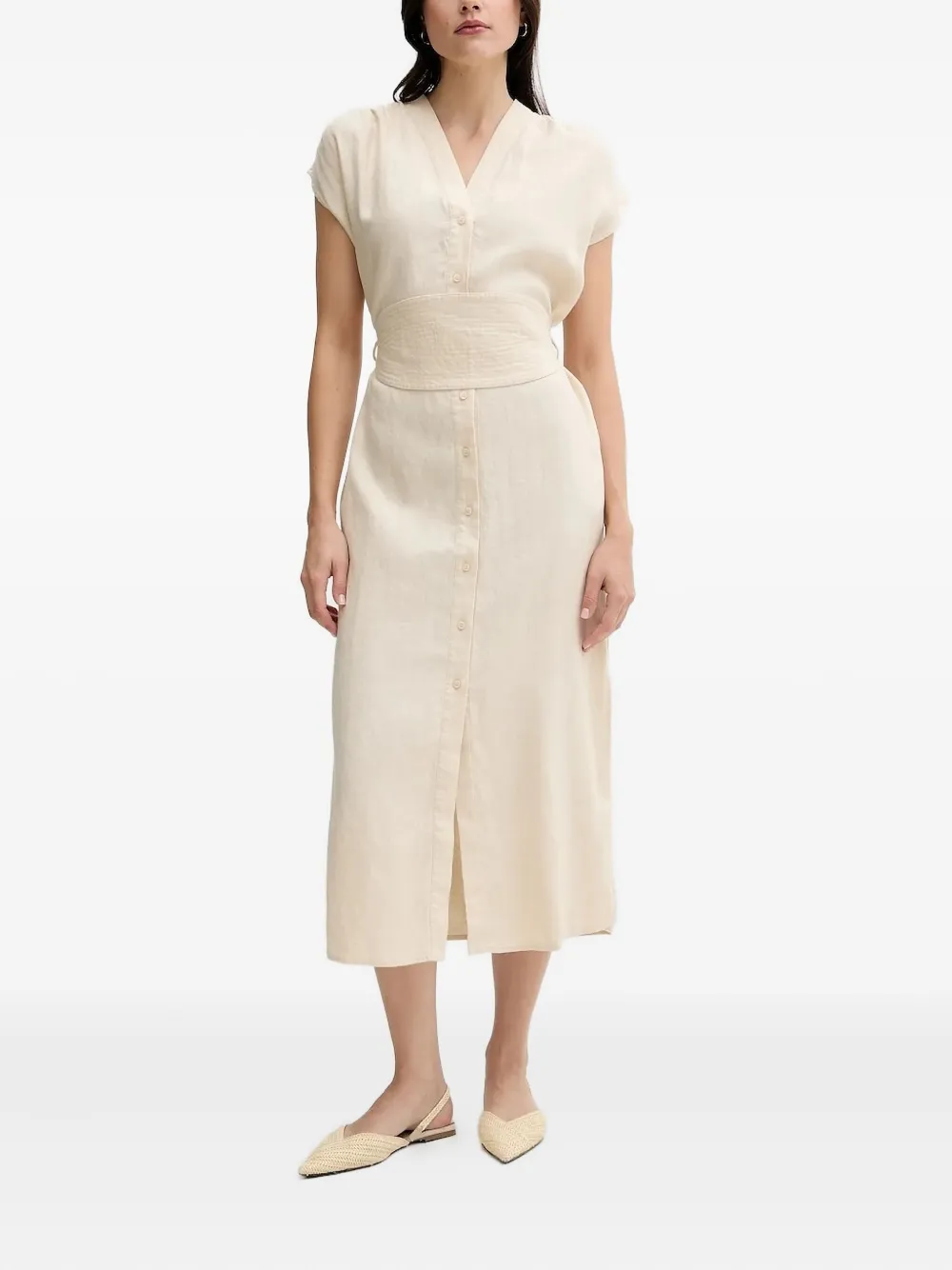 Pedro Del Hierro Button-front Belted Midi Dress In Multi
