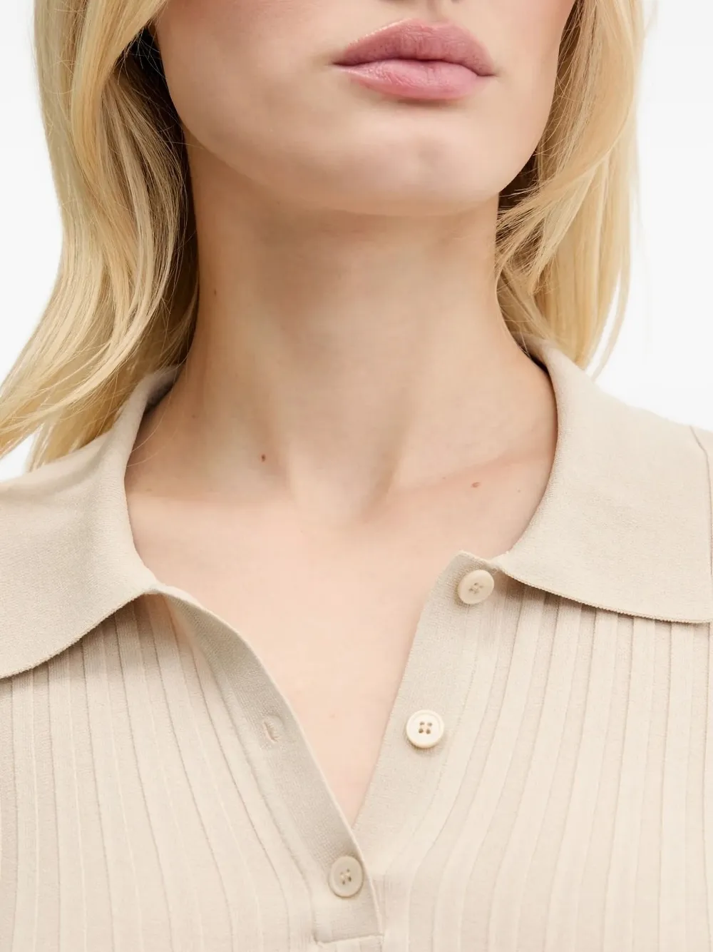 Miss Sixty Ribbed-knit Polo Top In Blue