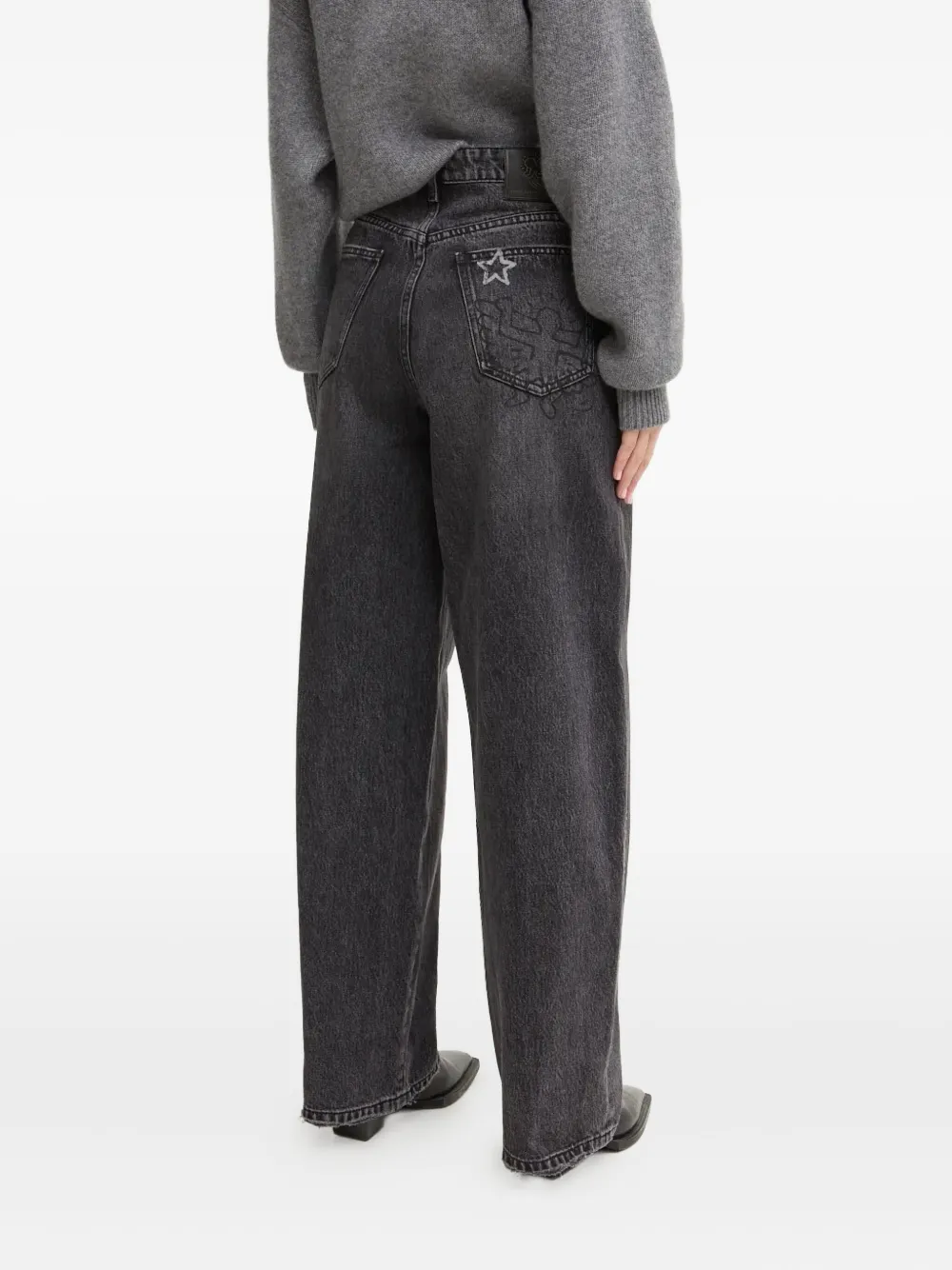 Miss Sixty X Keith Haring Printed Cotton Jeans In Gray
