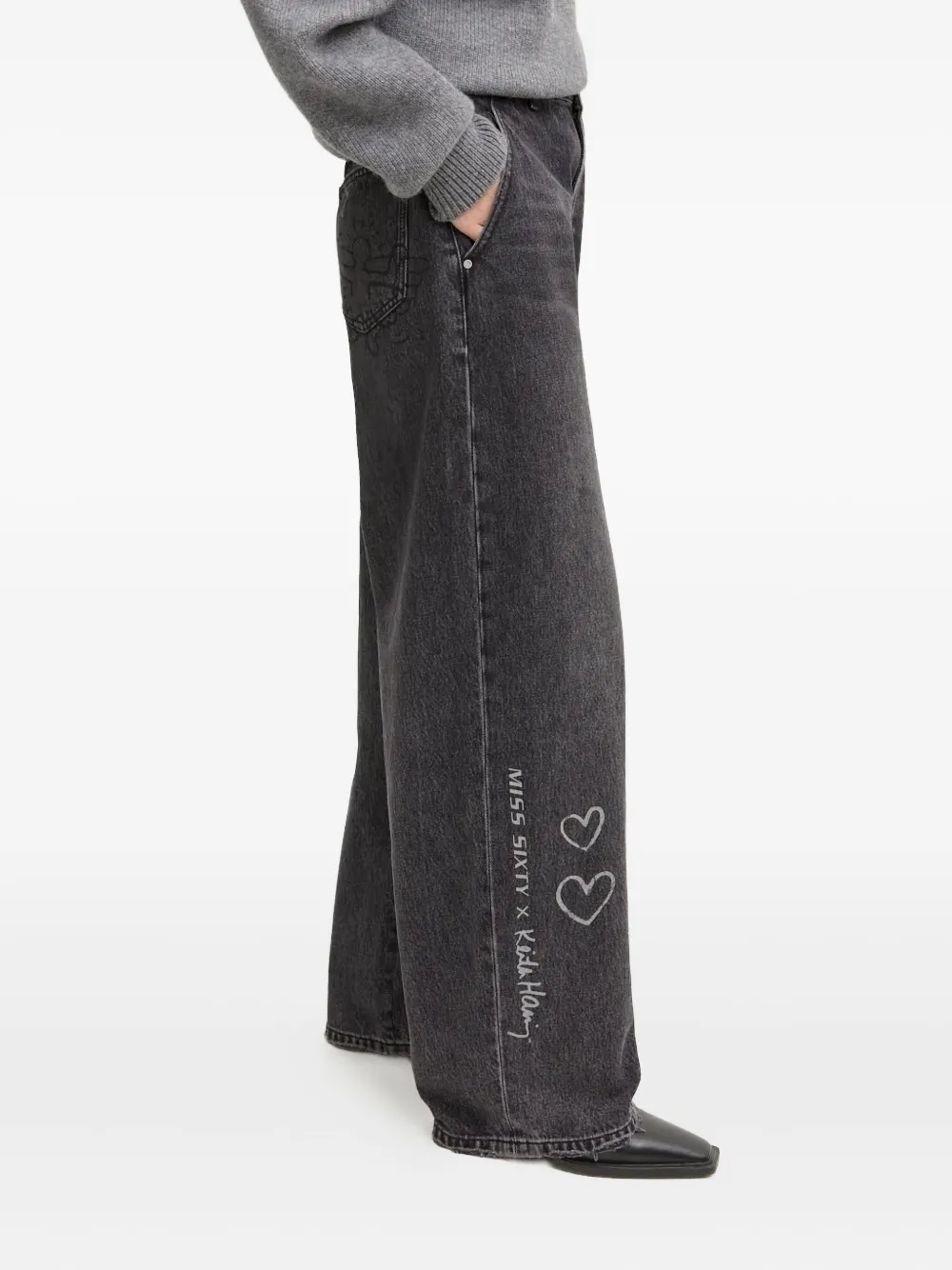 Miss Sixty x Keith Haring katoenen jeans met print - Grijs
