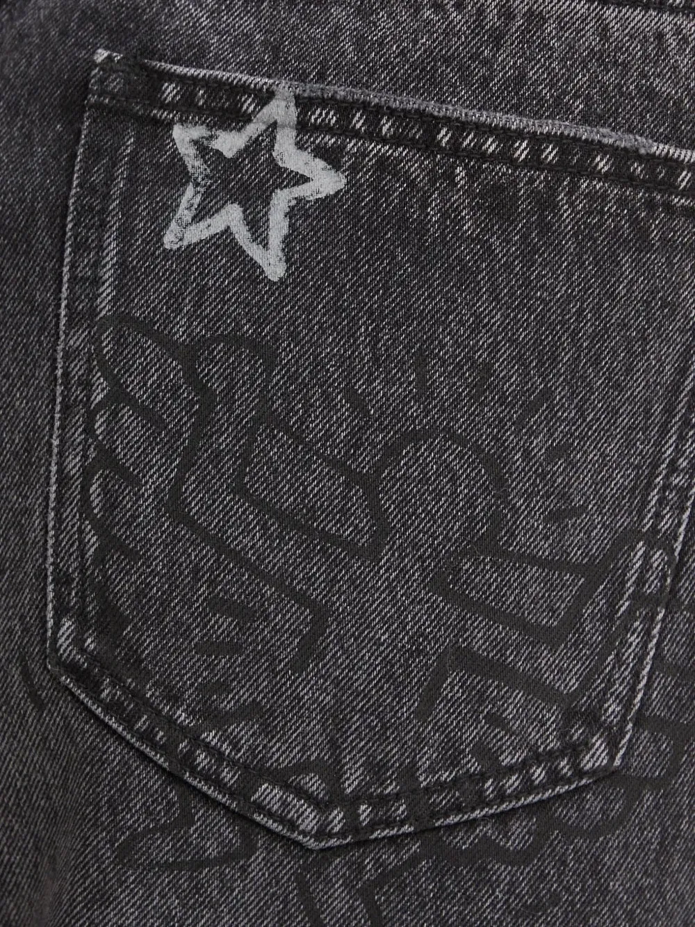 Miss Sixty X Keith Haring Printed Cotton Jeans In Gray