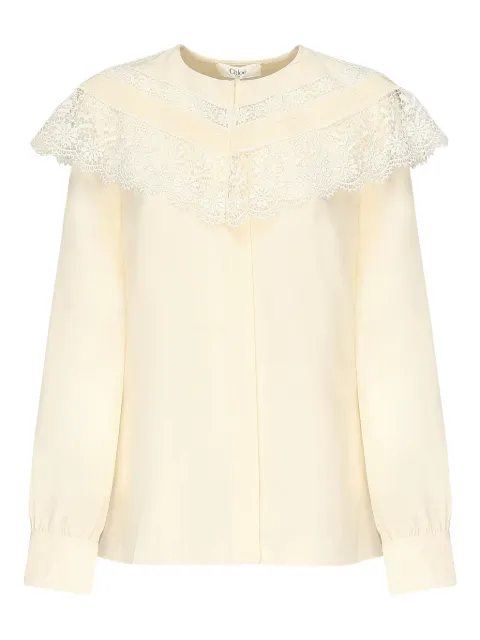 Chloé lace-trimmed silk shirt