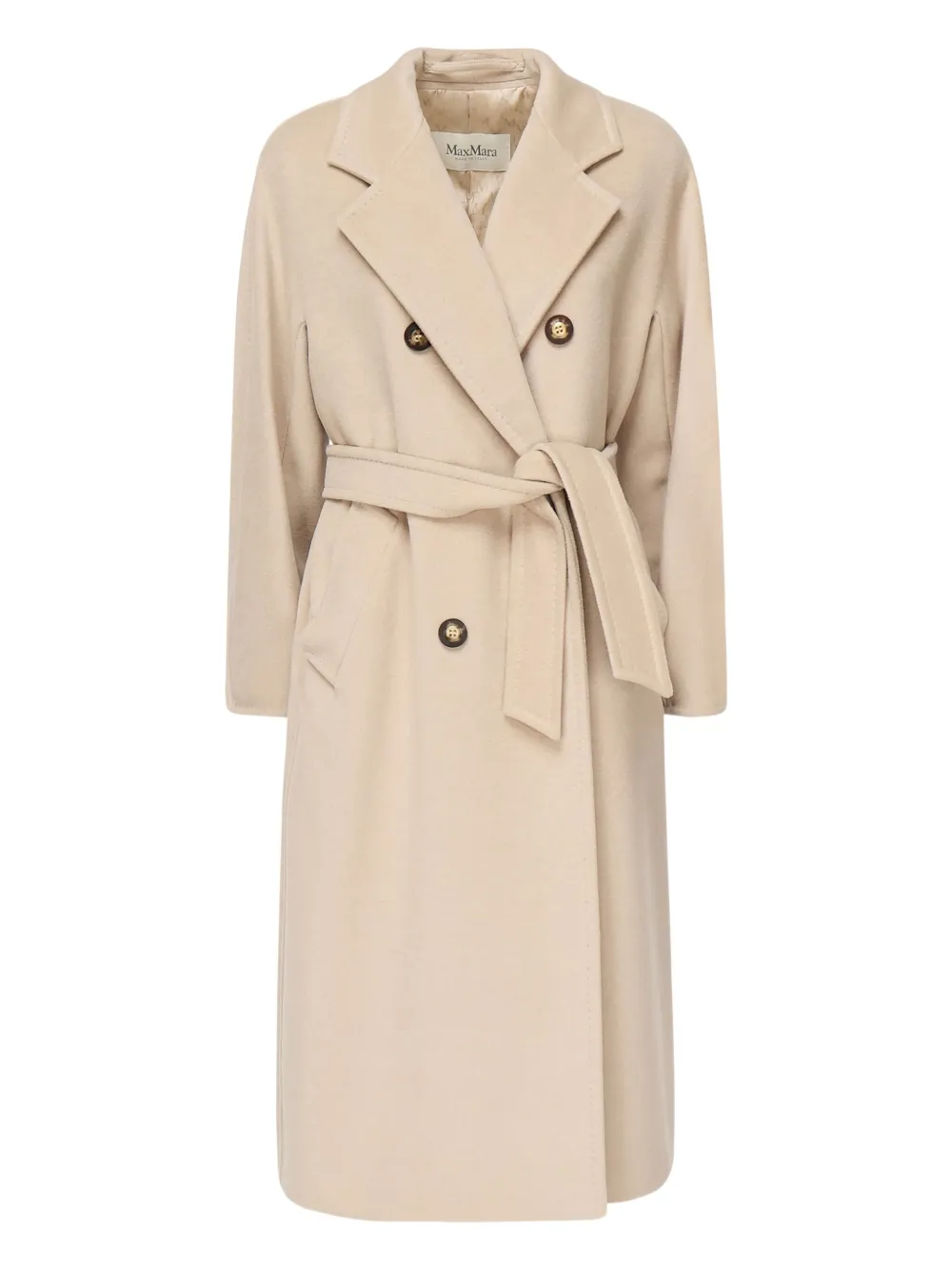 Max Mara Double-breasted Coat With Belt Coats Beige In Neutral